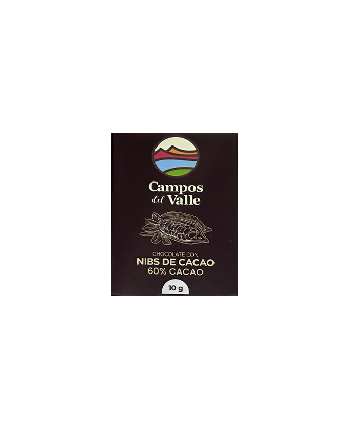 Chocolate con Nibs al 60% Cacao 10g.